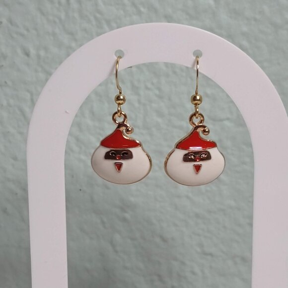 Festive Happy Santa Claus Face Earrings - Picture 2 of 4